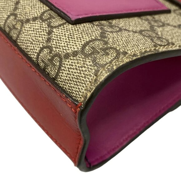 Auth GUCCI Padlock/GG Supreme Beige Red Pink PVC Leather Shoulder Bag - Picture 7 of 14